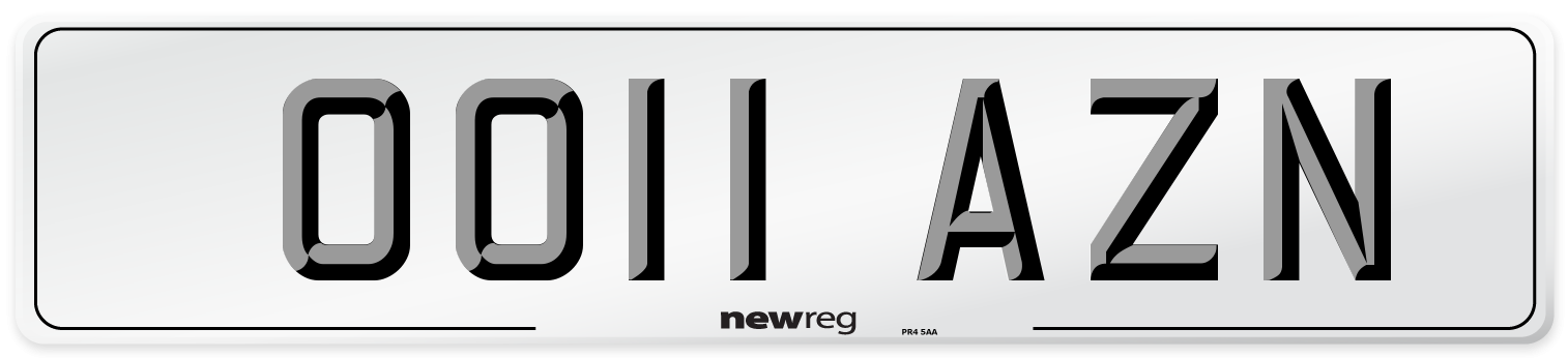 OO11 AZN Number Plate from New Reg